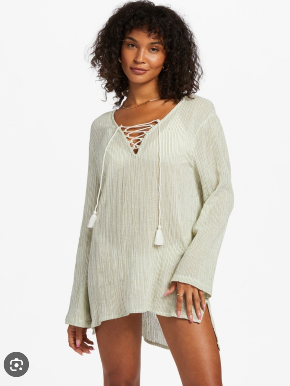 NWT Billabong Peach Lace-Up Ribbed V-Neck Tunic‎
